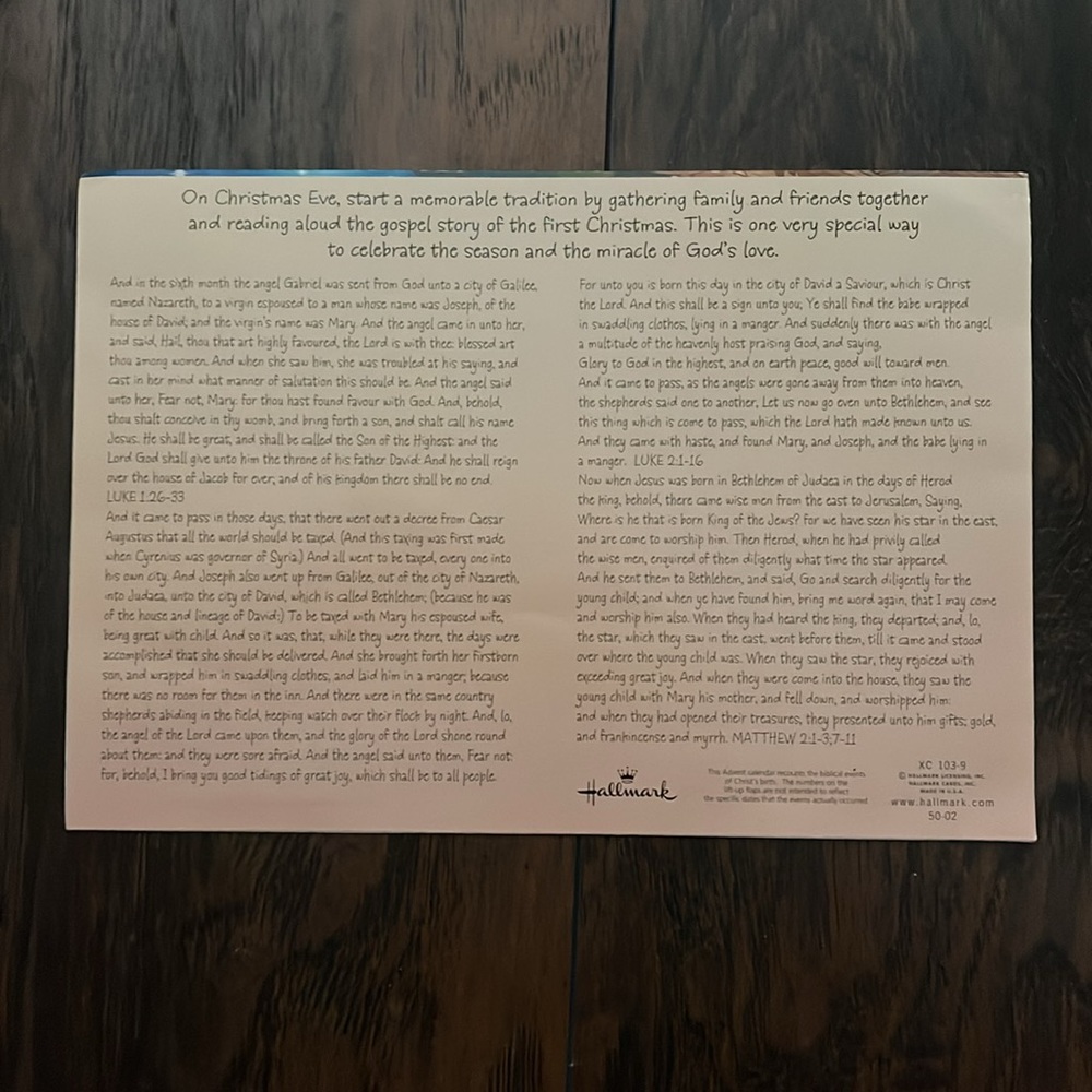 Hallmark Christmas The Birth of Jesus Scripture Advent Calendar - Picture 3 of 3